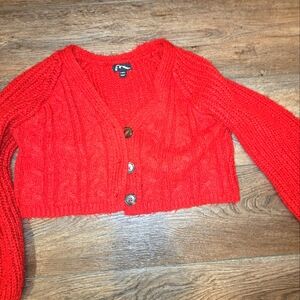 4/20 GIRL'S ART CLASS SIZE LARGE RED CROPPED CARDIGAN USED IN GREAT CONDITION